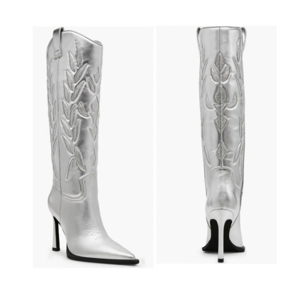 NWT โ๏ธ๐โ๏ธ Steve Madden Kinzee Rhinestone Stiletto Western Tall Dress Boots - Picture 1 of 9